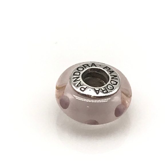 Pandora Light Pink Polka Dots Murano Charm - Picture 2 of 5